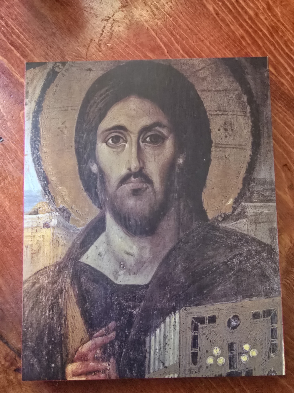 Hand-Mounted Icon Pantocrator Of Jesus Christ (Sinai)